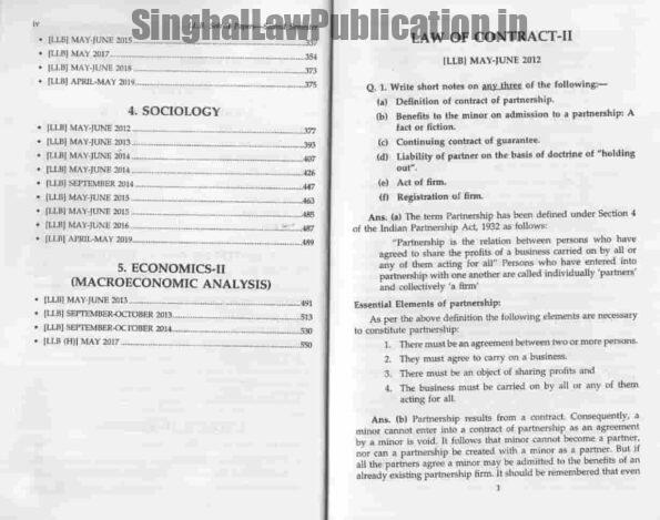 Singhal's LLB Solved Papers (Question and Answers) for 2nd Semester Guru Gobind Singh Indraprastha University (IPU) Content