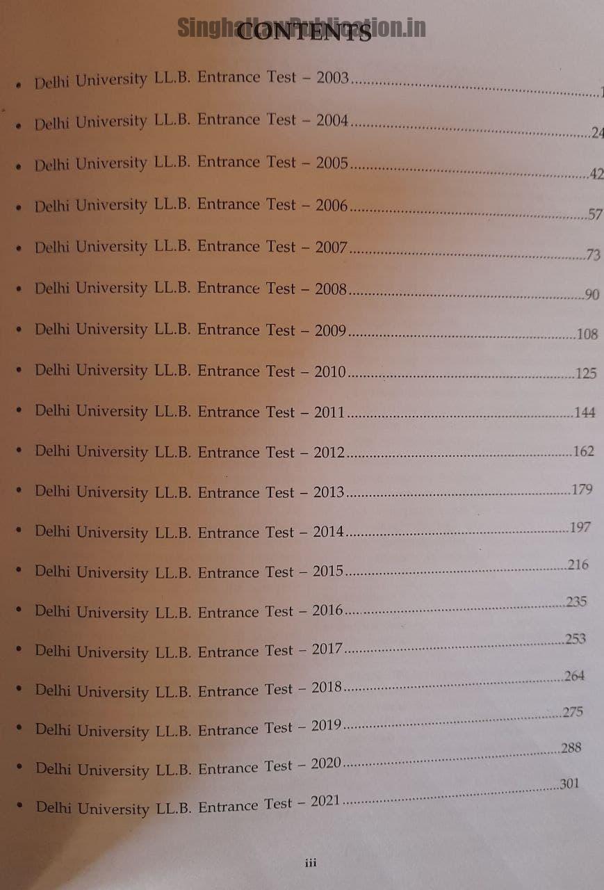 Singhal's DU LLB Entrance Exam Previous Year Solved Question Papers 2022 content page Singhal's DU LLB Entrance Exam Previous Year Solved Question Papers 2022 - Image 2