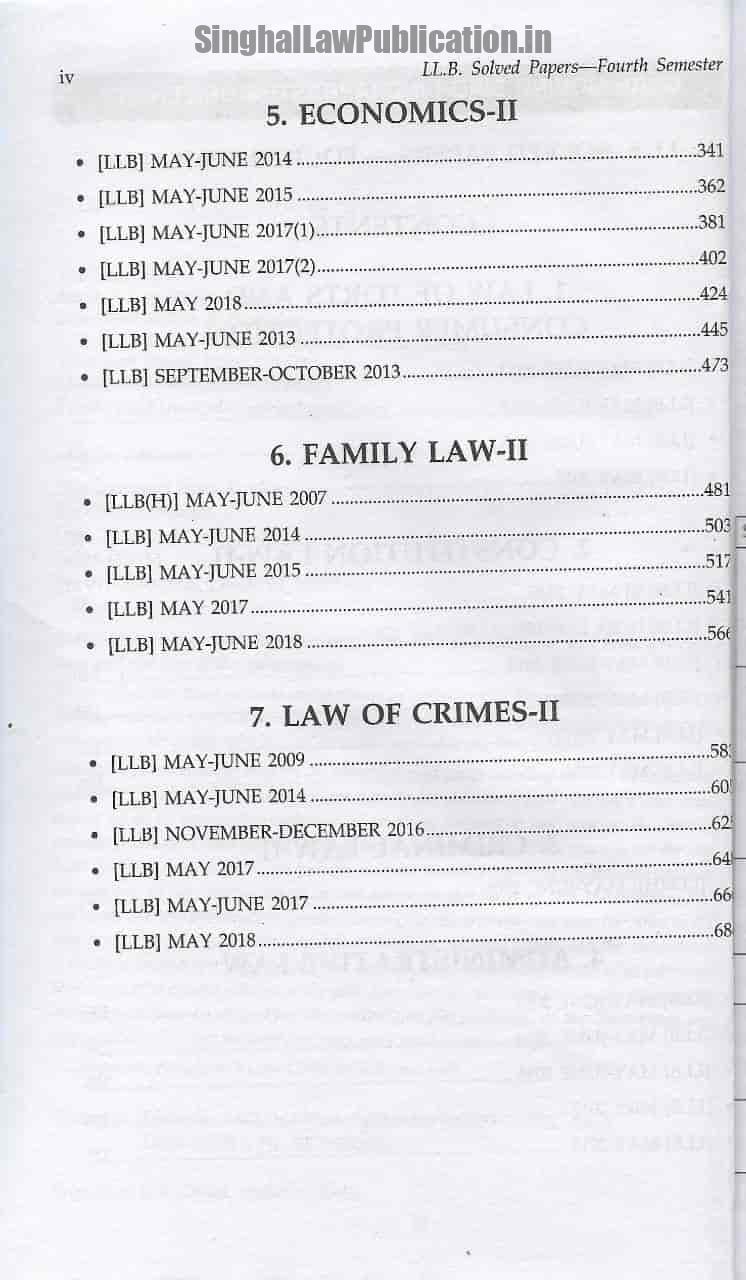 Singhal's LLB Solved Papers of 4th Semester IPU Content Page 2 Singhal's LLB Solved Papers of 4th Semester IPU Content Page 2