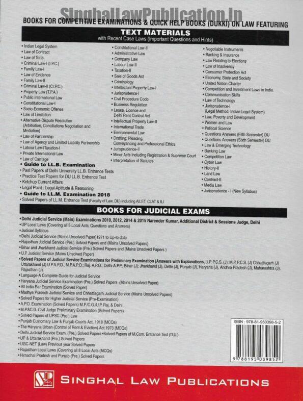 Singhal's Question Bank on Assistant District Attorney Book Back Cover