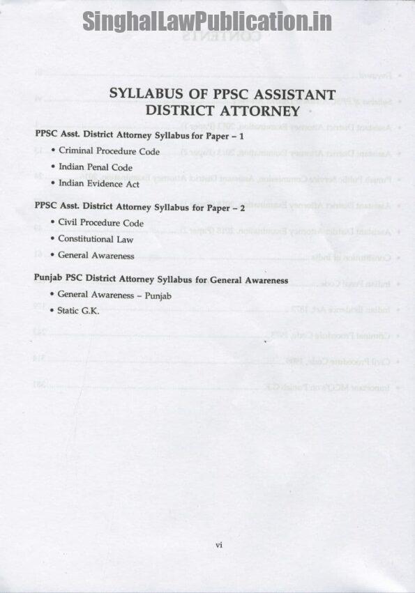 Singhal's Question Bank on Assistant District Attorney Book Syllabus