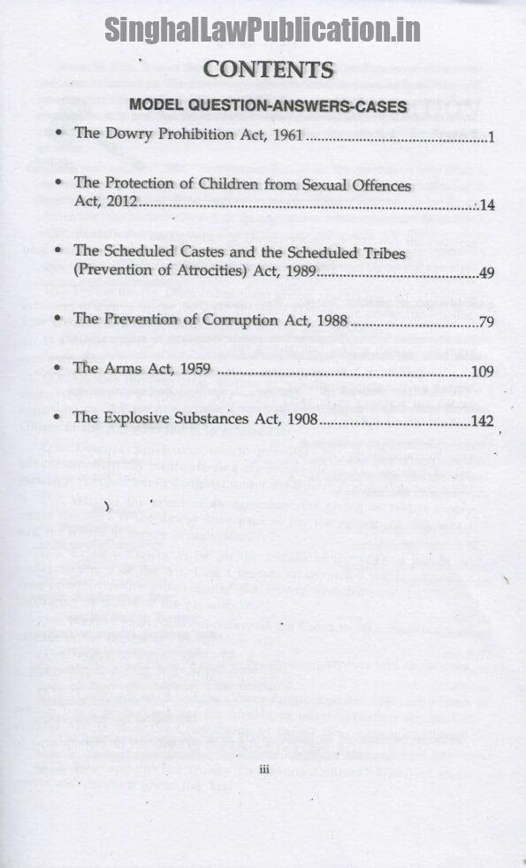 Singhal's Criminal Minor Act for APO,ADPO,Civil Judge,HJS by Amit Kumar content page