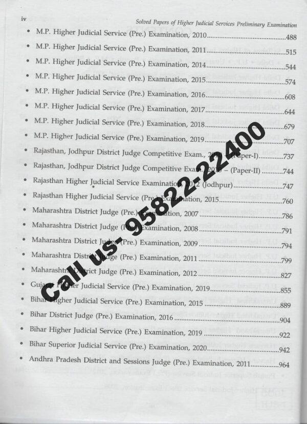 Singhal's Solved Papers for Higher Judicial Service [Prelims] Exam Content Page 2