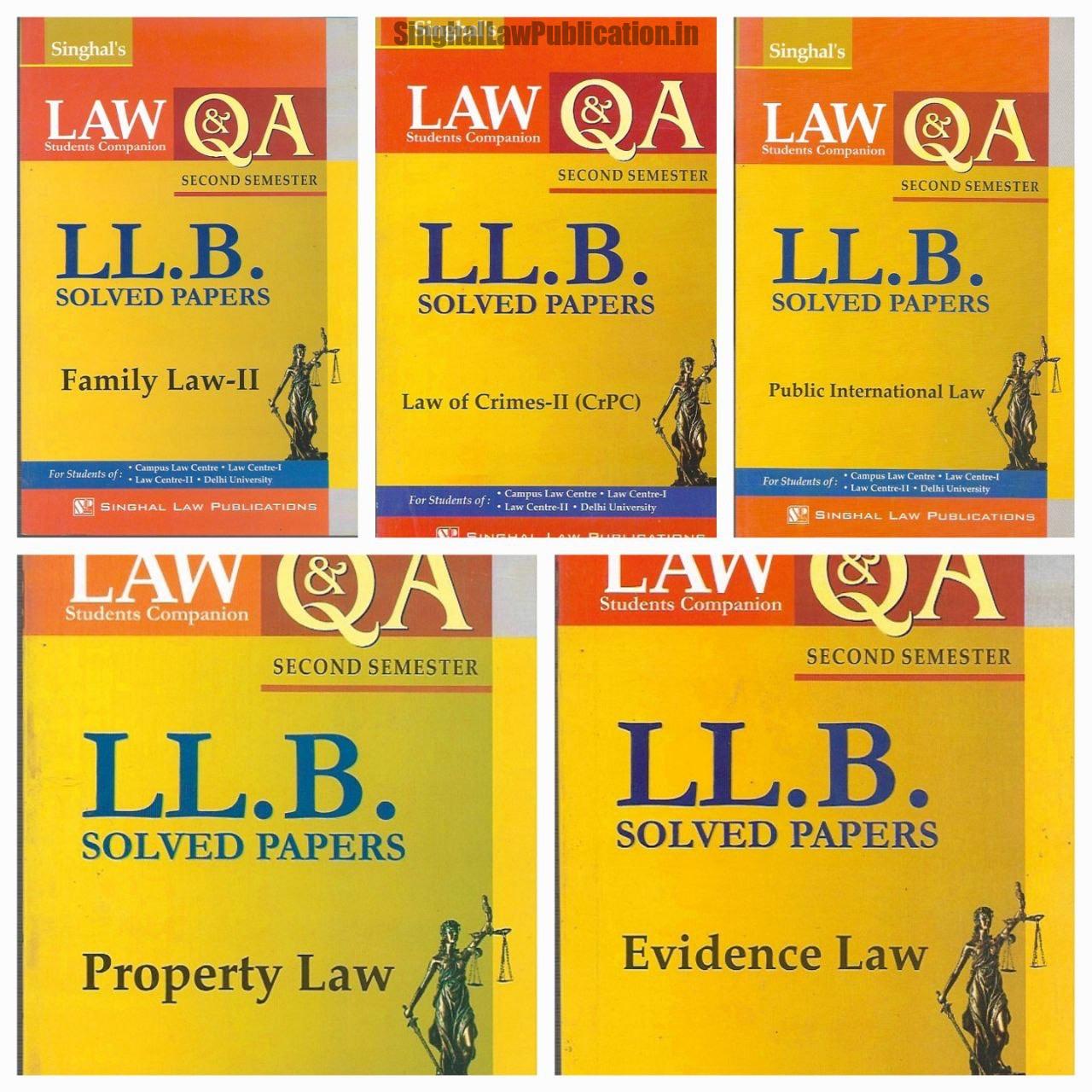 Singhal's LLB Solved Papers (Question and Answers/ QA) for 2nd Semester Delhi University (DU) Latest Edition 2024-2025 by Lalit Kumar, Rajani Sharma, Krishan Keshav & Himani Verma. Singhal's DU LLB (2nd Semester) Solved Papers Set (Question and Answers/ QA) - Image 1