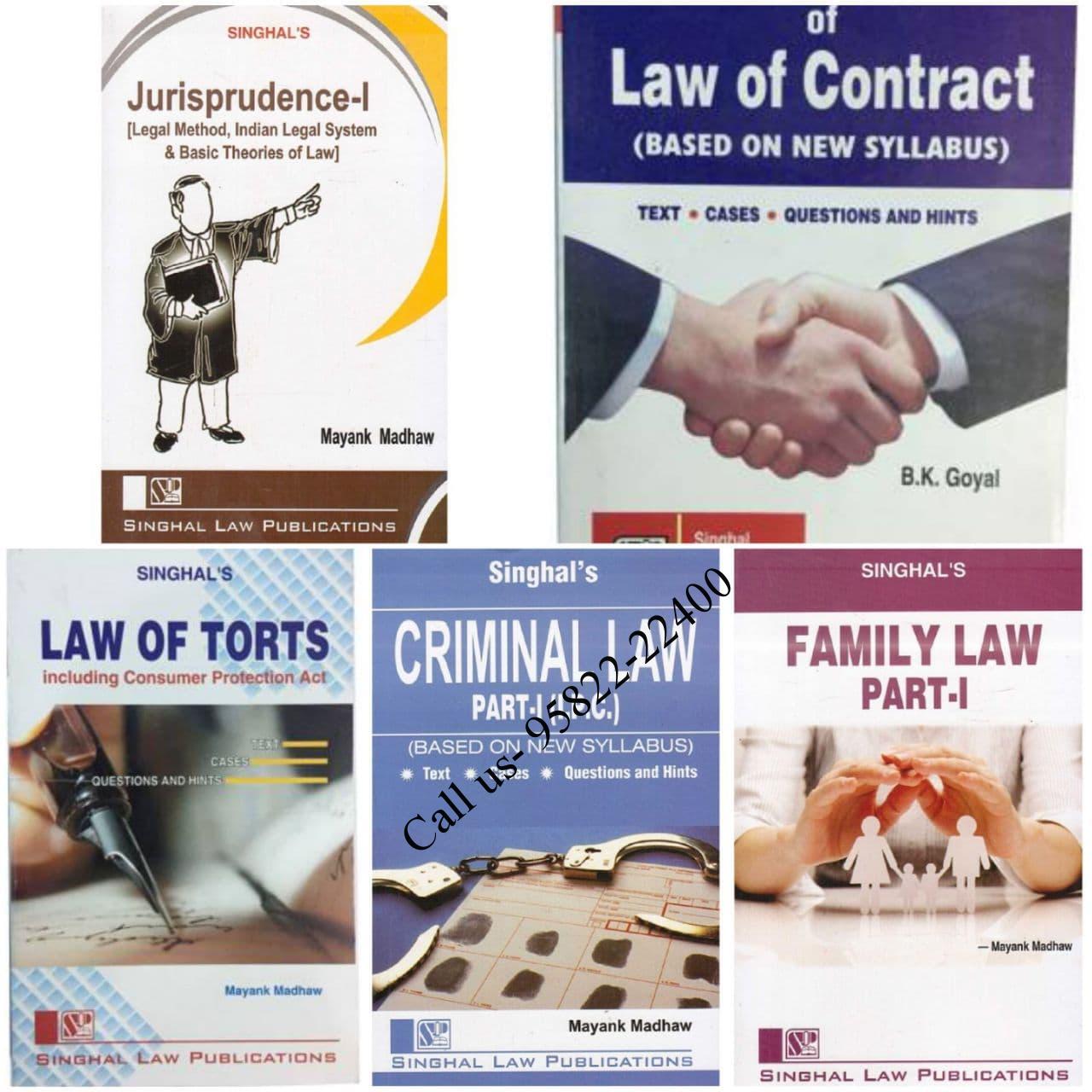 Singhal's Set of 5 Dukkis for 1st Semester Delhi University (DU) with Law of Torts by Mayank Madhaw cover page