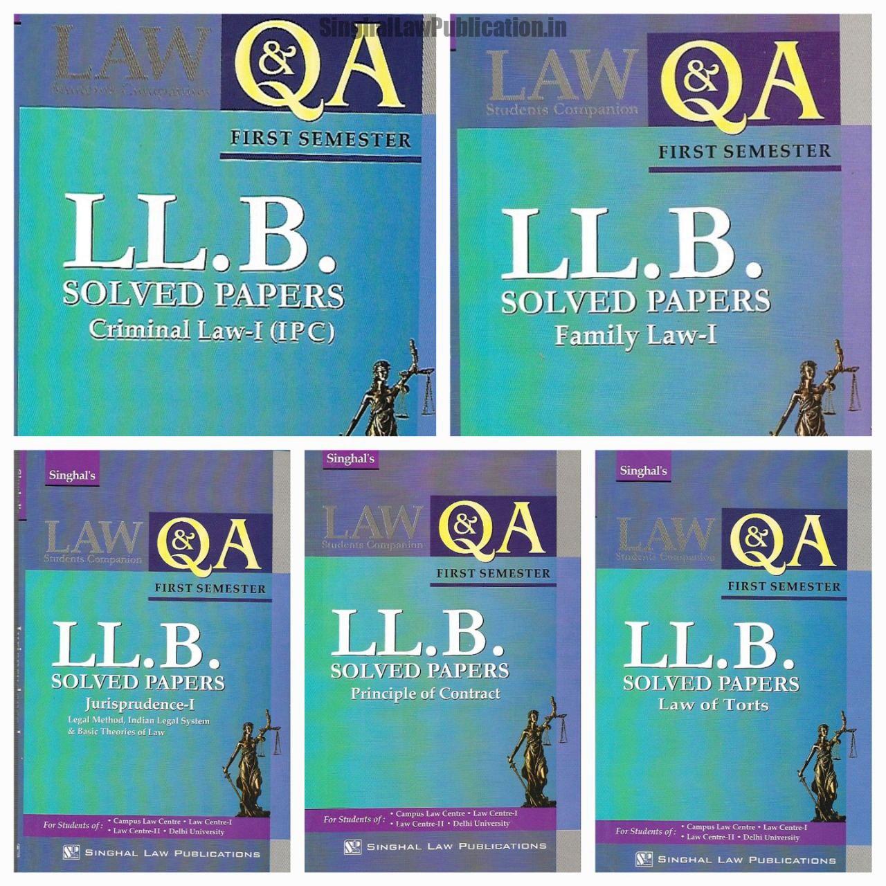 Singhal's DU LLB Previous Year Solved Papers Set (Question and Answer) for 1st Semester by Pawan Kumar Sharma 2023-2024 Edition. Singhal's DU LLB Previous Year Set of Solved Papers (Q&A) for 1st Semester by P K Sharma 2023 - Image 1