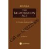 Buy Mulla The Registration Act by Sir Dinshaw Fardunji Mulla, Edited by K Kannan book cover page