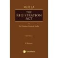 Buy Mulla The Registration Act by Sir Dinshaw Fardunji Mulla, Edited by K Kannan book cover page