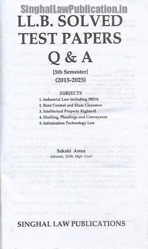 IMG_1899 Singhal's DU LLB Previous Year Solved Test Papers (Q&A) for 5th Semester (2024) - Image 2