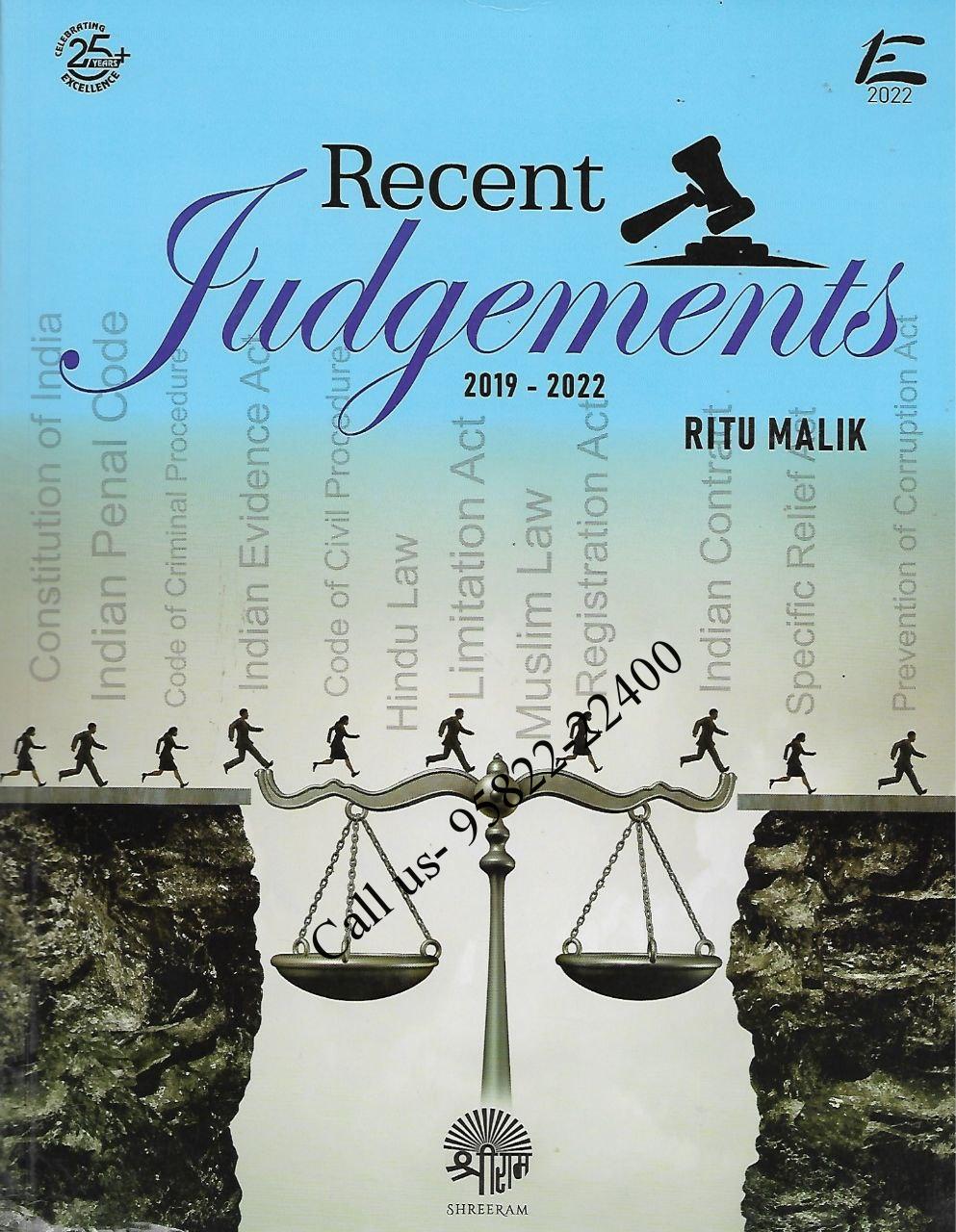 Recent Judgements by Ritu Malik [ShreeRam’s]