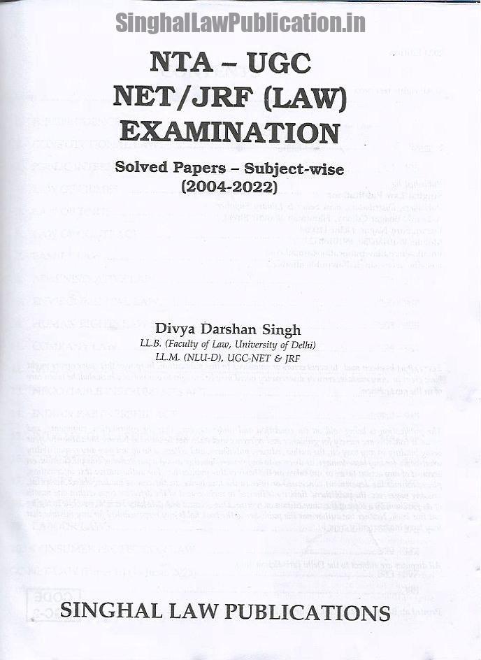 IMG_0775 Singhal's NTA UGC- NET, SET, JRF (Paper-2 LAW) Exam Solved Papers - Image 2