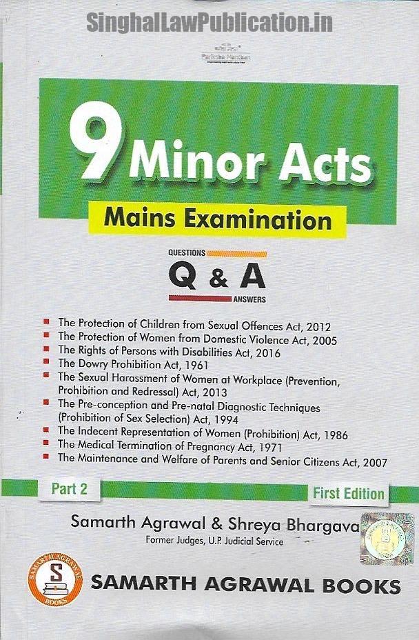 9 Minor Acts Mains Examination QUESTIONS Q & A Samarth Agrawal books 9 Minor Acts for Mains Exam by Samarth Agrawal Part-2 (Pariksha Manthan) - Image 1