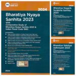 SET of 3 Bare ACT Books TaxMann’s The Bharatiya Nagarik Suraksha Sanhita, 2023, The Bharatiya Sakshya Adhiniyam, 2023 and The Bharatiya Nyaya Sanhita, 2023. TaxMann’s All 3 New Criminal Acts. BARE ACT.