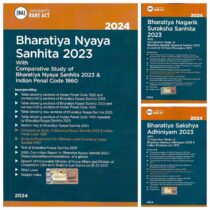 SET of 3 Bare ACT Books TaxMann’s The Bharatiya Nagarik Suraksha Sanhita, 2023, The Bharatiya Sakshya Adhiniyam, 2023 and The Bharatiya Nyaya Sanhita, 2023. TaxMann’s All 3 New Criminal Acts. BARE ACT.