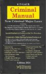 KD Gaur’s  Criminal Manual (New Criminal Major Laws) Containing The Bharatiya Nyaya Sanhita, 2023 (Act No. 45 of 2023) The Bharatiya Nagarik Suraksha Sanhita, 2023 (Act No. 46 of 2023), The Bharatiya Sakshya Adhiniyam, 2023 (Act No. 47 of 2023) book cover page
