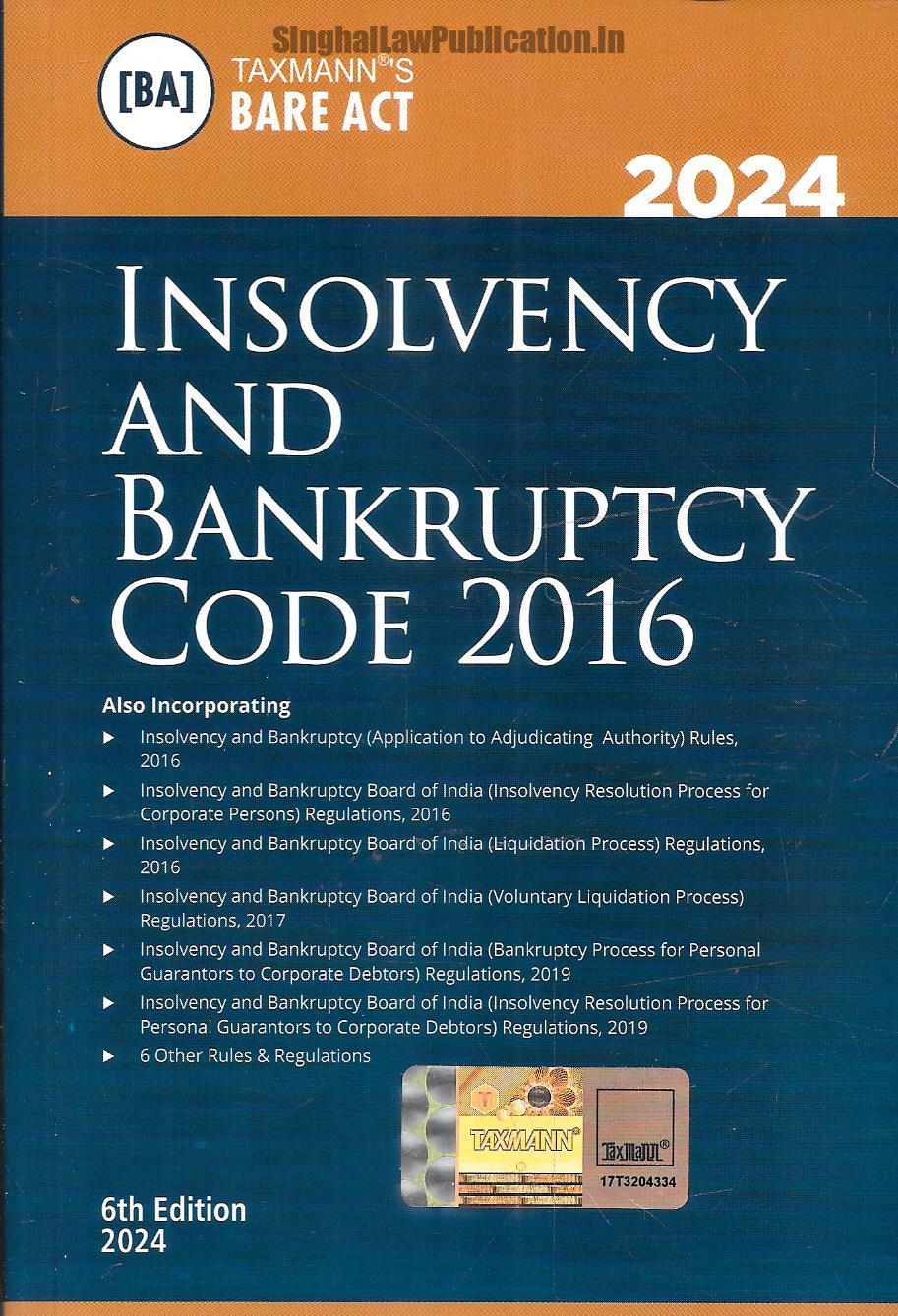 9789356226647 a TaxMann's Insolvency and Bankruptcy Code 2016 – POCKET | Bare Act - Image 1