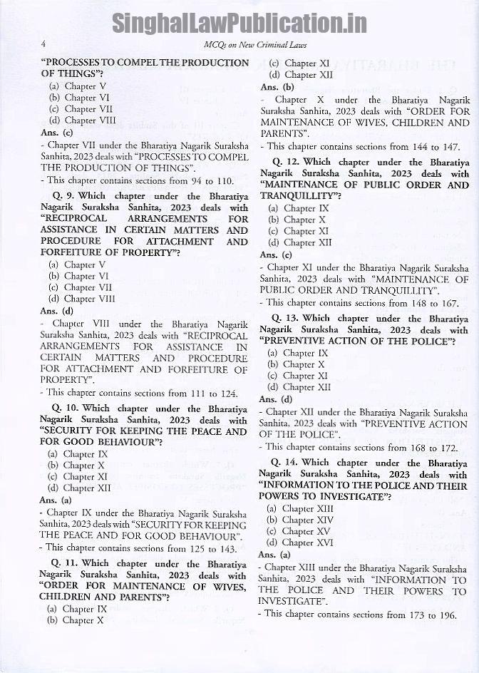 IMG_20240804_164451_495 Multiple Choice Questions on New Criminal Laws Containing Bharatiya Nyaya Sanhita, 2023 (Act 45 of 2023), Bharatiya Nagarik Suraksha Sanhita, 2023 (Act 46 of 2023), Bharatiya Sakshya Adhiniyam, 2023 (Act 47 of 2023) For Judiciary and all Competitive Examinations - Image 4