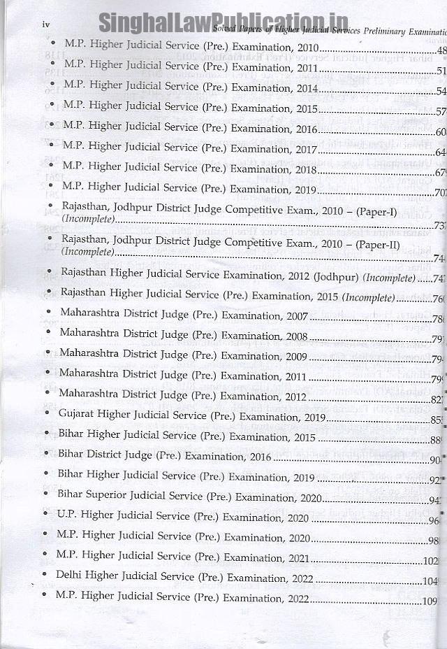 IMG_3432 Singhal's Solved Papers For Higher Judicial Service Exam (PRELIMS) by Pawan Kumar - Image 3